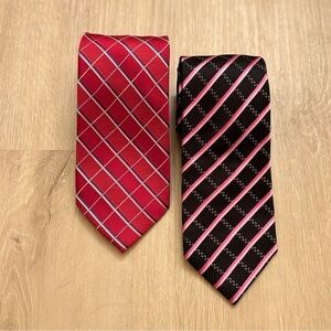 Club Room and Countess Mara Set of Striped Plaid Silk Men Ties